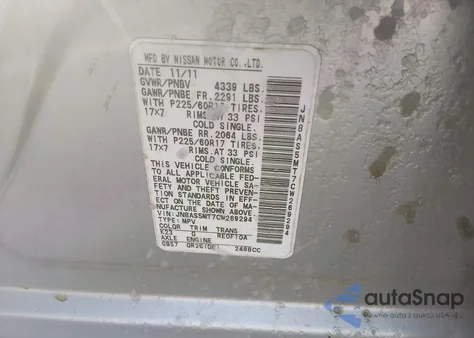 2012 Nissan Rogue Sv z USA, uszkodzony, nr VIN JN8AS5MT7CW269294